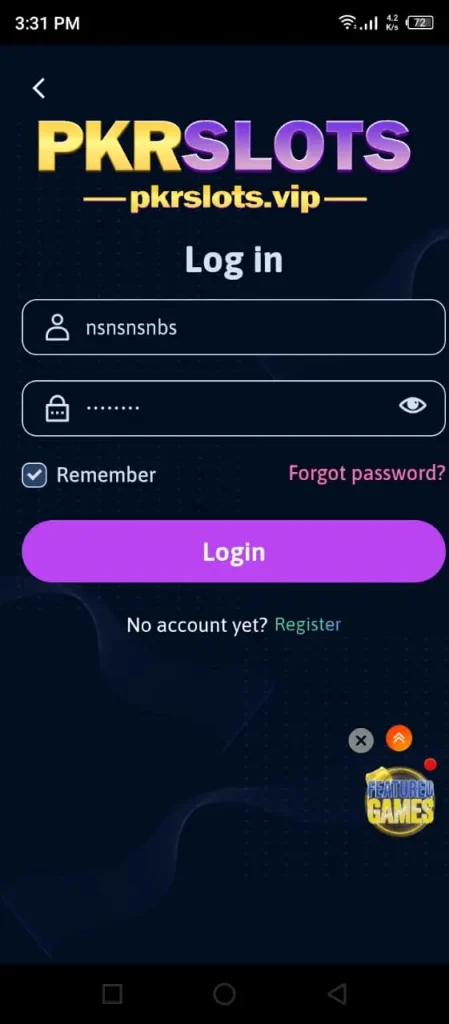 PKR Slots Login